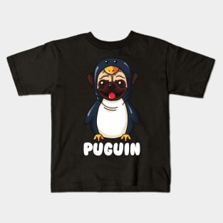Funny Pug Dressed as Penguin Puguin Kids T-Shirt